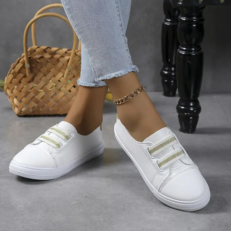 Women's Slip-On Sneakers with Elastic Band and Rounded Toe – Comfortable Rubber Sole for Everyday Wear 2