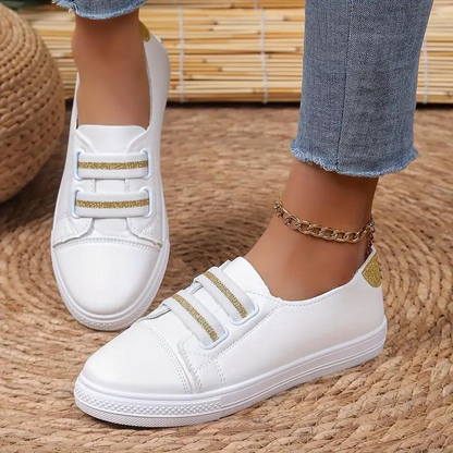 Women's Slip-On Sneakers with Elastic Band and Rounded Toe – Comfortable Rubber Sole for Everyday Wear 3