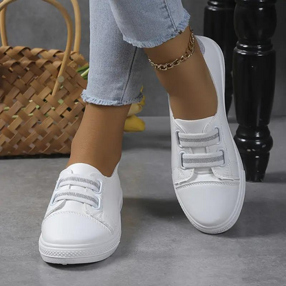 Women's Slip-On Sneakers with Elastic Band and Rounded Toe – Comfortable Rubber Sole for Everyday Wear 7