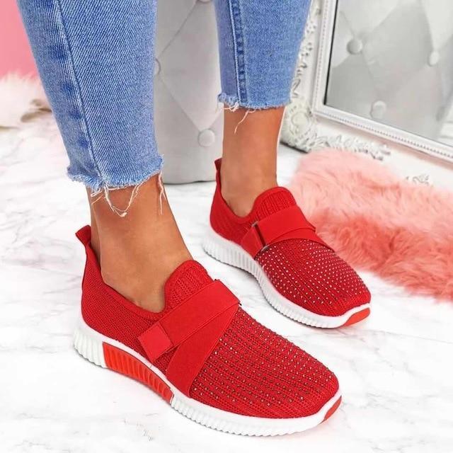 Women's Slip-On Sneakers with Velcro – Comfortable Breathable Walking Shoes – White Sneakers for Casual Style 2