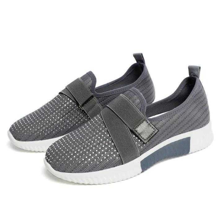 Women's Slip-On Sneakers with Velcro – Comfortable Breathable Walking Shoes – White Sneakers for Casual Style 7