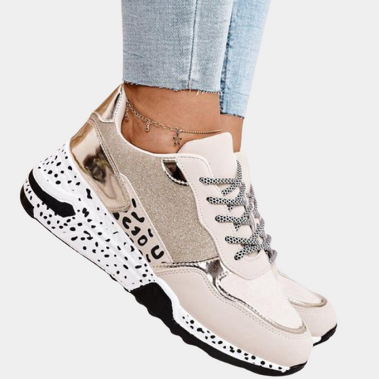 Women's Slip On Sneakers with Suede and Glitter – Chunky Sole for Casual Everyday Style 0