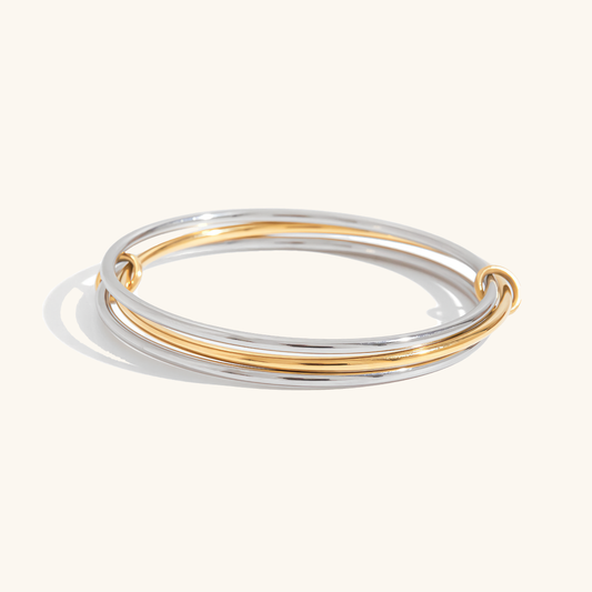 Women's Stacked Bracelet Gold and Silver Stainless Steel 0