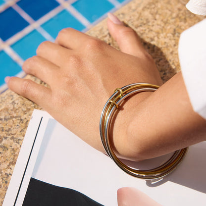 Women's Stacked Bracelet Gold and Silver Stainless Steel 1