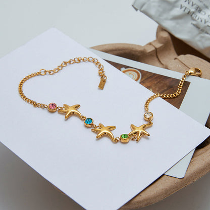 Women's Starfish Bracelet Gold Stainless Steel 5