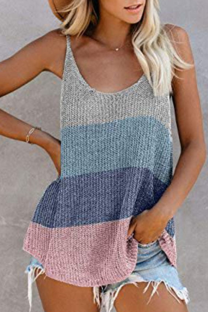 Women's Striped U-Neck Sleeveless Crop Top – Lightweight Tank Top for Summer Casual Outings 6