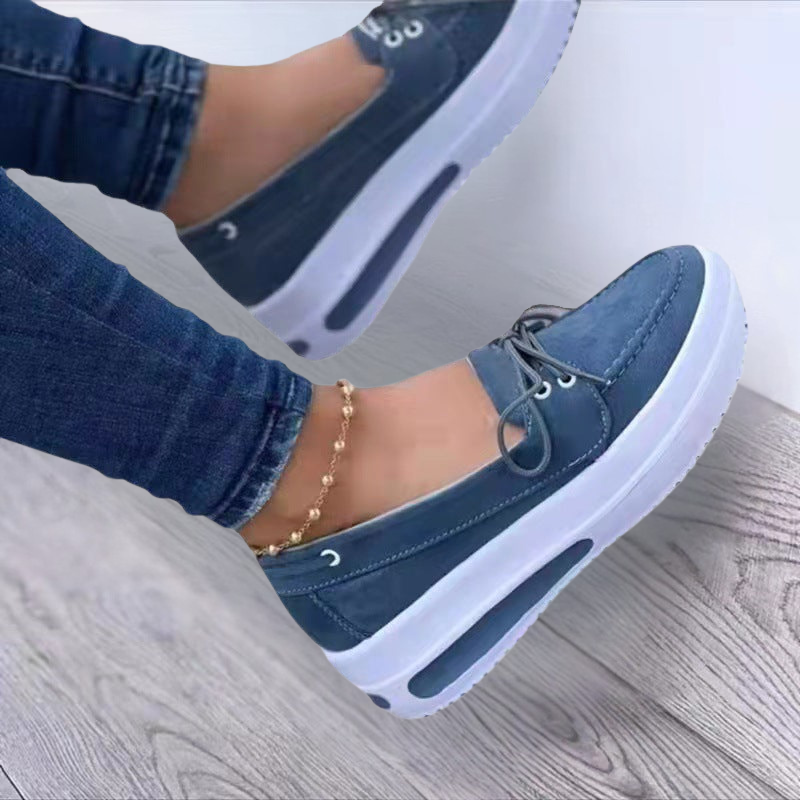 Women's Suede Wedge Heel Shoes with Lace-Up Design and Platform Sole – Casual Round Toe Footwear 3