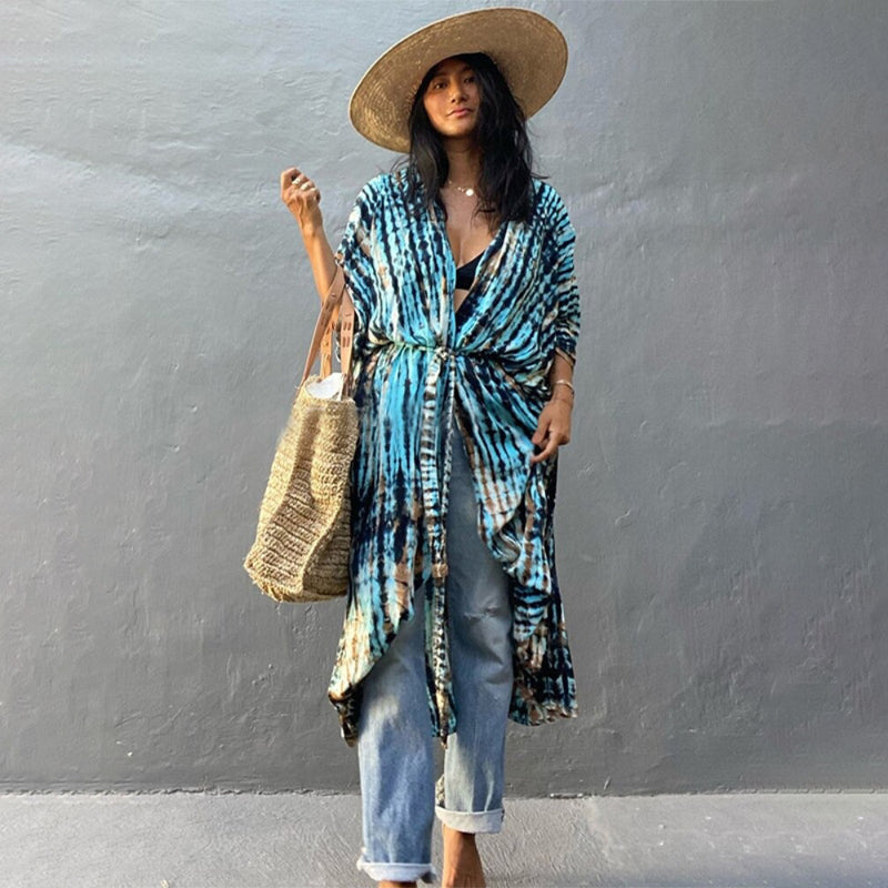 Bella Women's Kimono Cover-Up | Lightweight Tie-Dye Design - Image 18