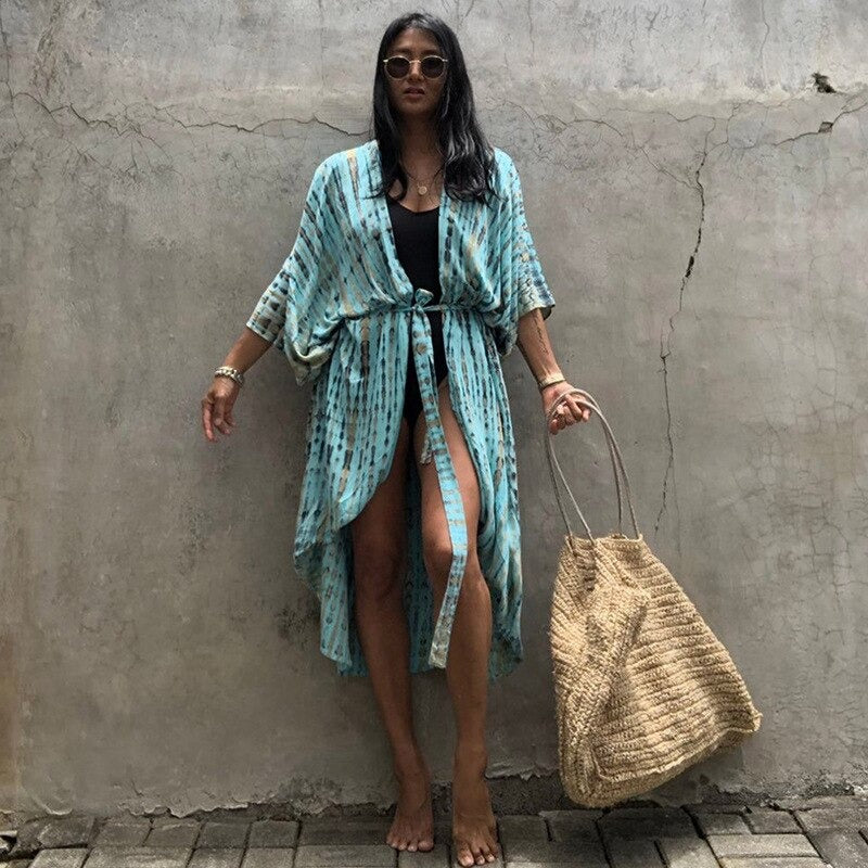 Bella Women's Kimono Cover-Up | Lightweight Tie-Dye Design - Image 19