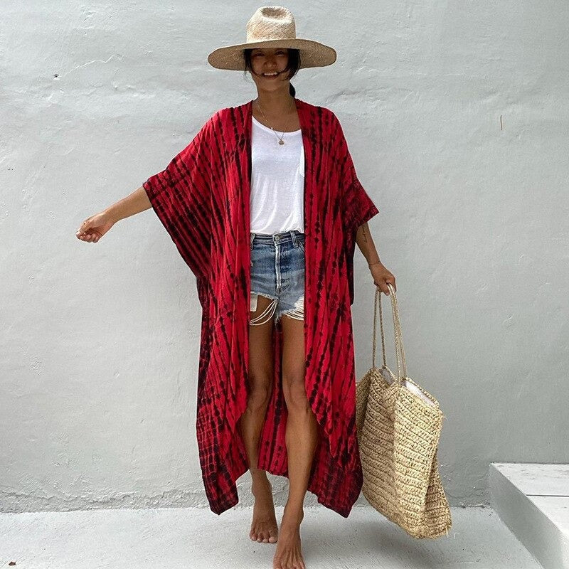 Bella Women's Kimono Cover-Up | Lightweight Tie-Dye Design - Image 9