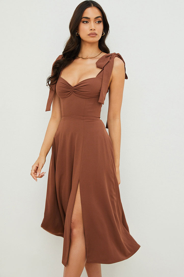 Women's Summer Midi Dress Chocolate Cotton Fit & Flare 2