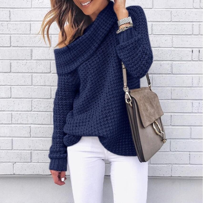Womens Off-Shoulder Sweater in Beige - Relaxed Fit Textured Knit for Casual Wear 5