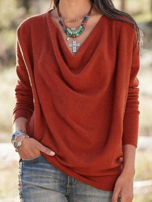 Womens Soft Knit V-Neck Sweater - Relaxed Fit Long Sleeve Casual Wear 1