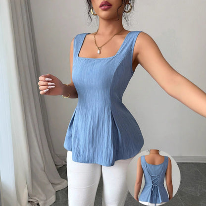Slim Fit Womens Tank Top - Ribbed Knit with Square Neck - Lightweight Casual Wear 3