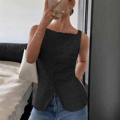 Womens Tank Top Slim Fit Ribbed Texture Cotton Blend 3