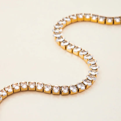 Women's Tennis Bracelet Gold Stainless Steel Oval Cut 7