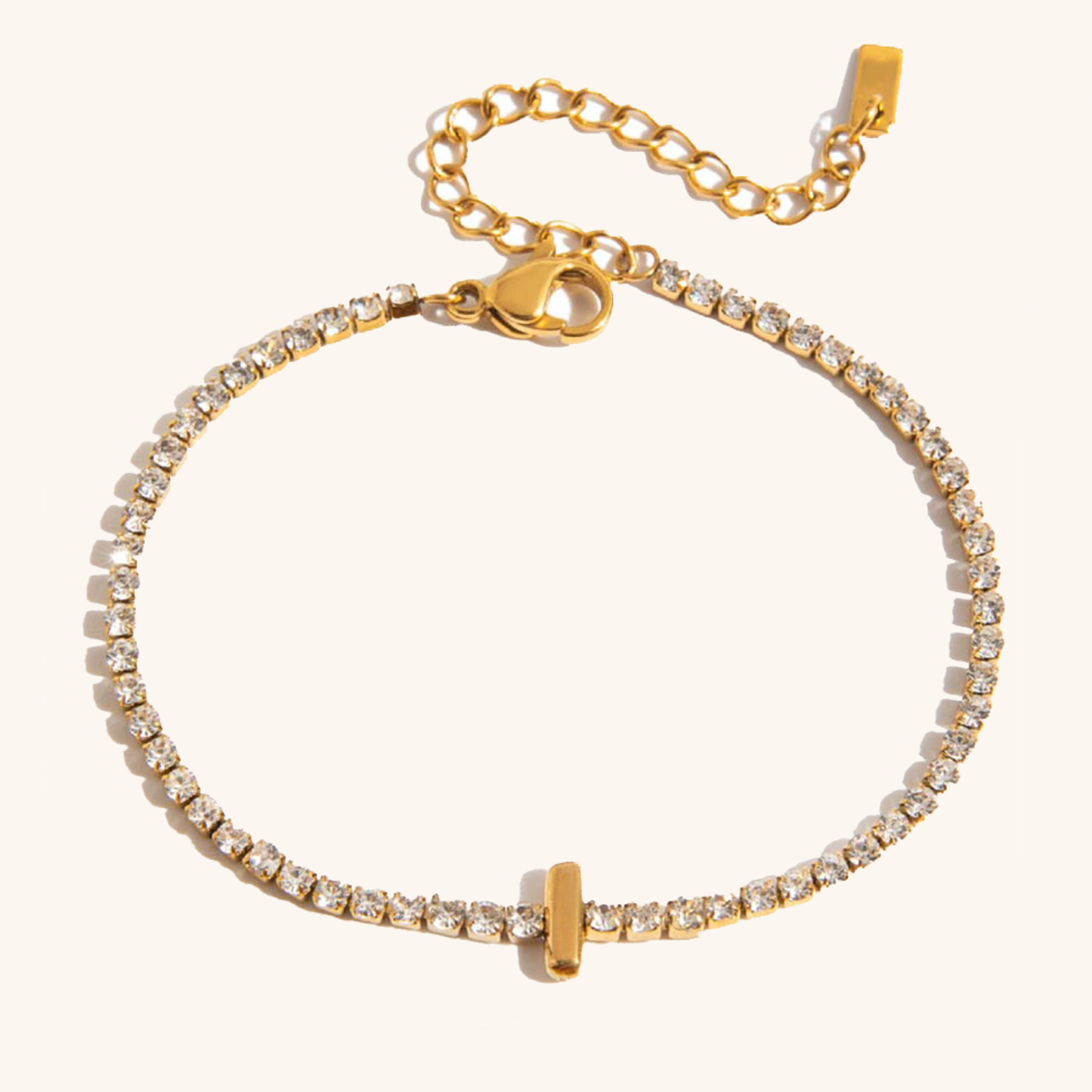 Women's Tennis Bracelet Gold Stainless Steel with Bubble Letter Design 11