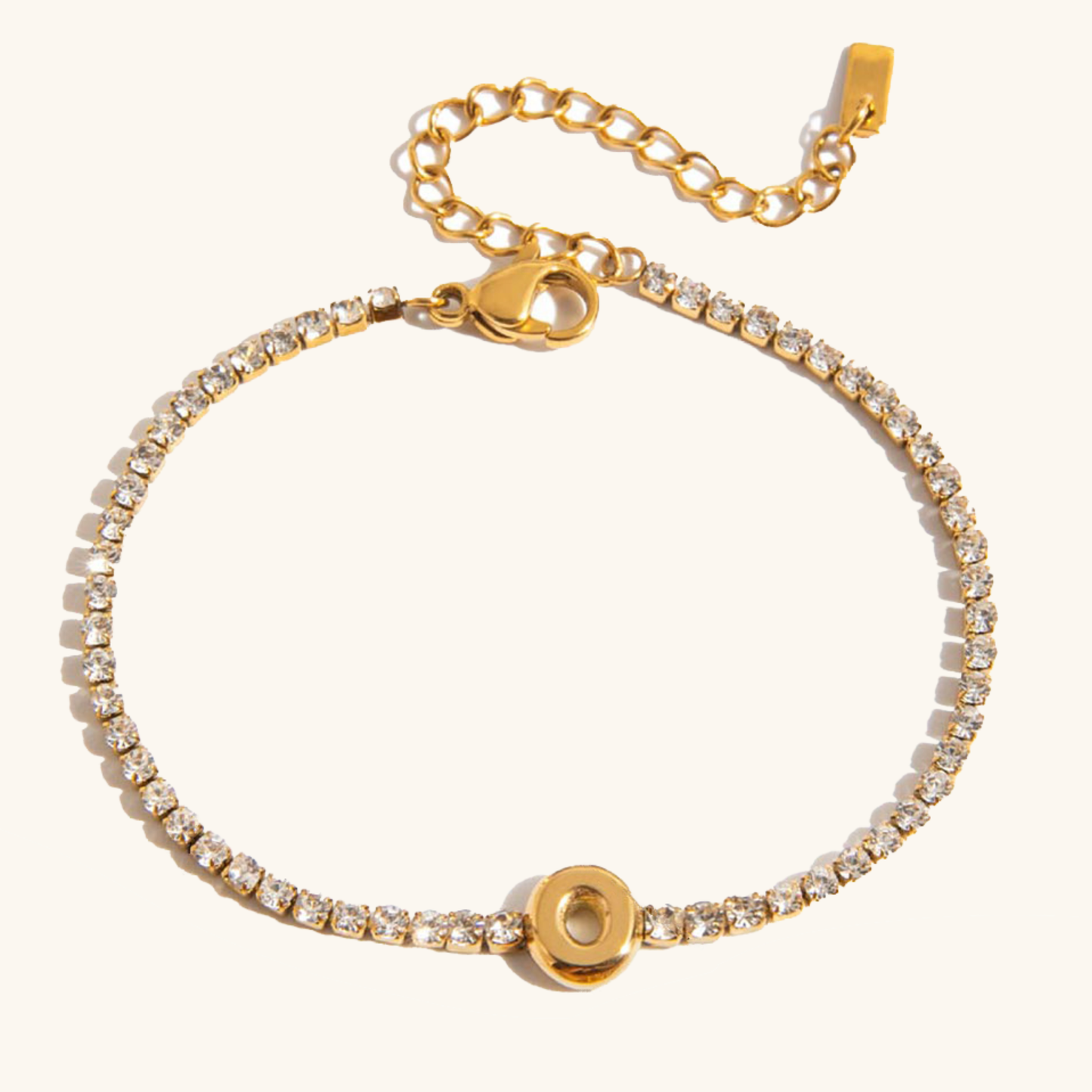 Women's Tennis Bracelet Gold Stainless Steel with Bubble Letter Design 20