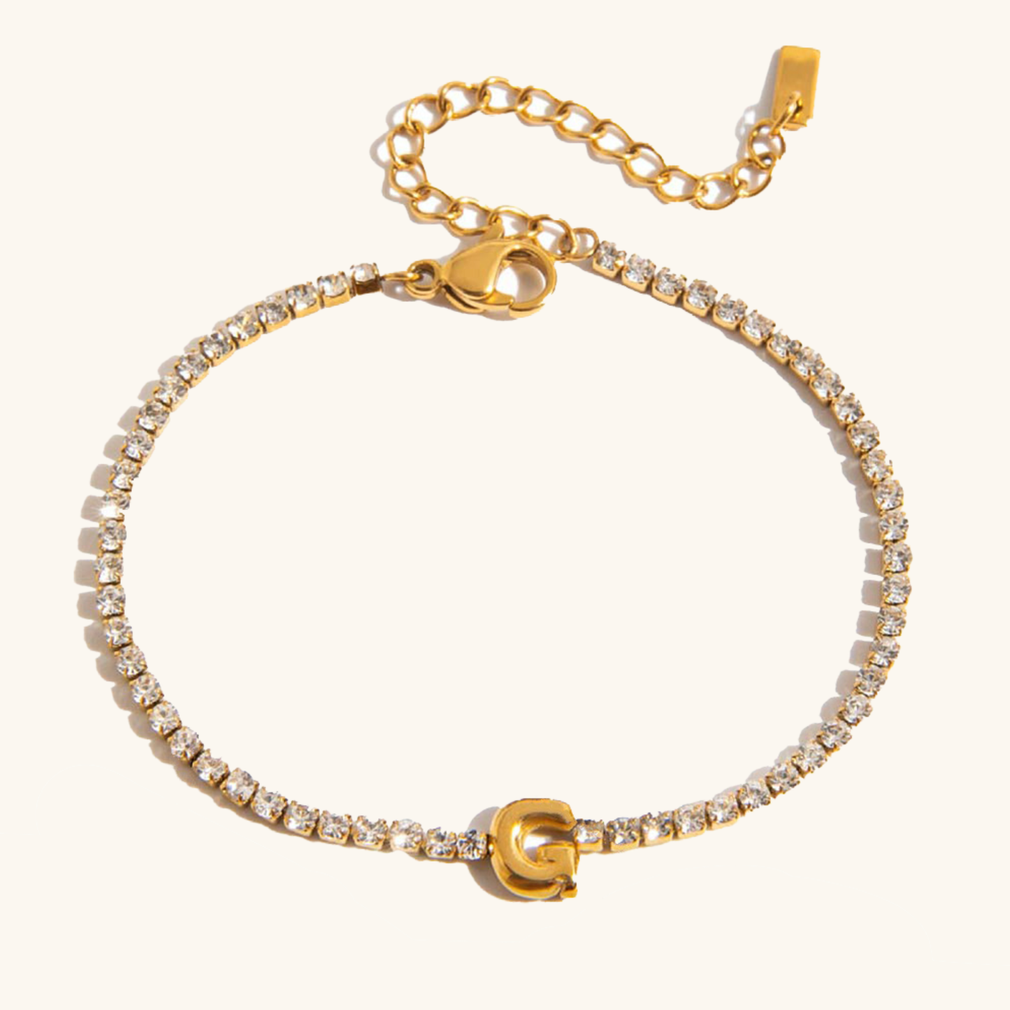 Women's Tennis Bracelet Gold Stainless Steel with Bubble Letter Design 28