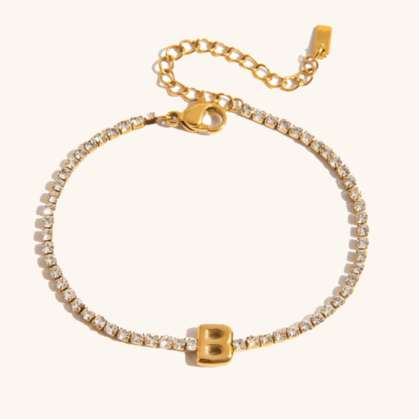 Women's Tennis Bracelet Gold Stainless Steel with Bubble Letter Design 4