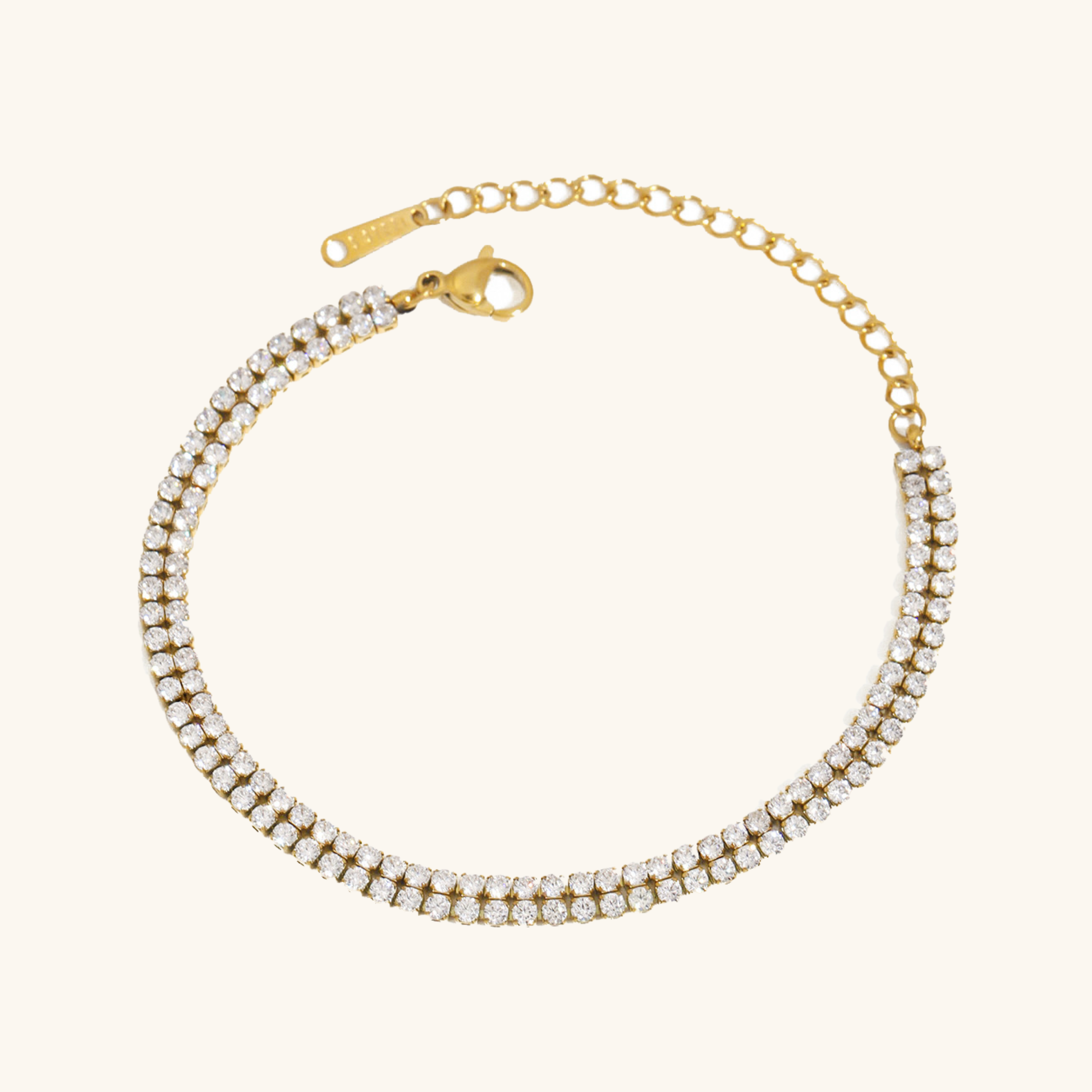 Women's Tennis Bracelet Gold Stainless Steel with Crystals 0