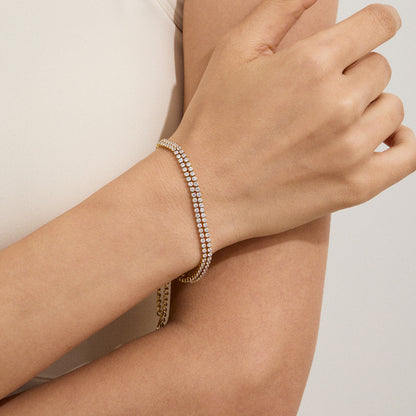 Women's Tennis Bracelet Gold Stainless Steel with Crystals 1