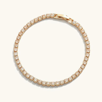 Women's Tennis Bracelet Gold Stainless Steel with Diamond Simulants 0