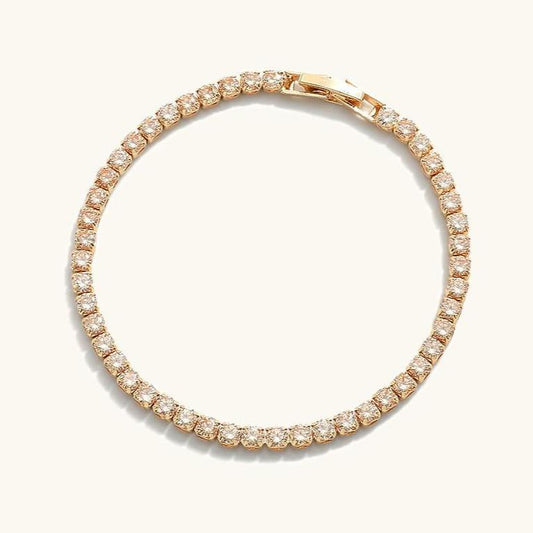Women's Tennis Bracelet Gold Stainless Steel with Diamond Simulants 0