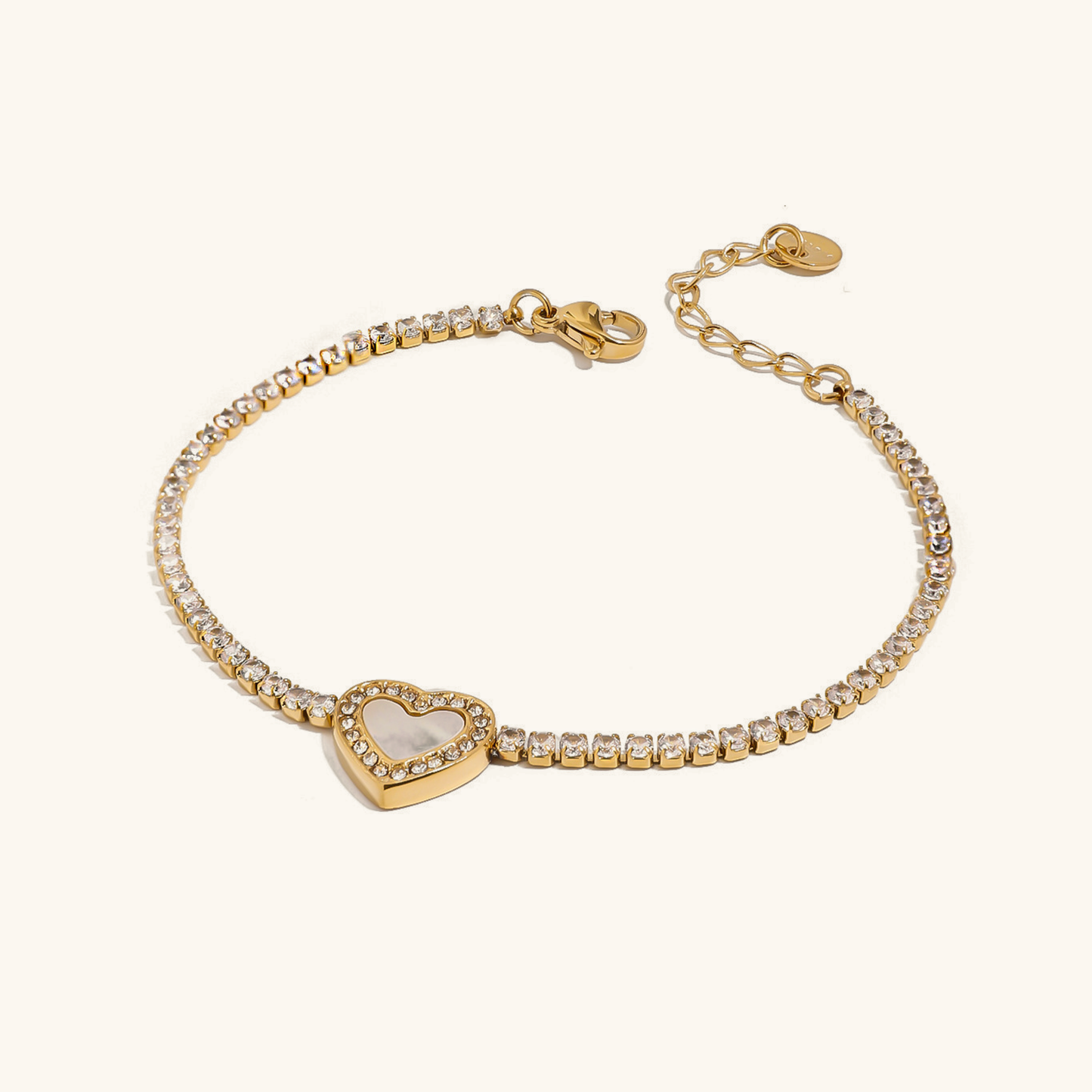 Women's Tennis Bracelet Gold Stainless Steel with Diamond Simulants 0