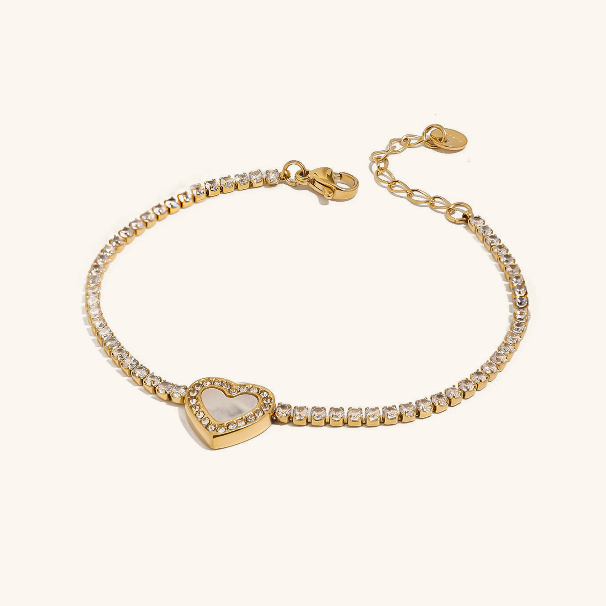 Women's Tennis Bracelet Gold Stainless Steel with Diamond Simulants 0