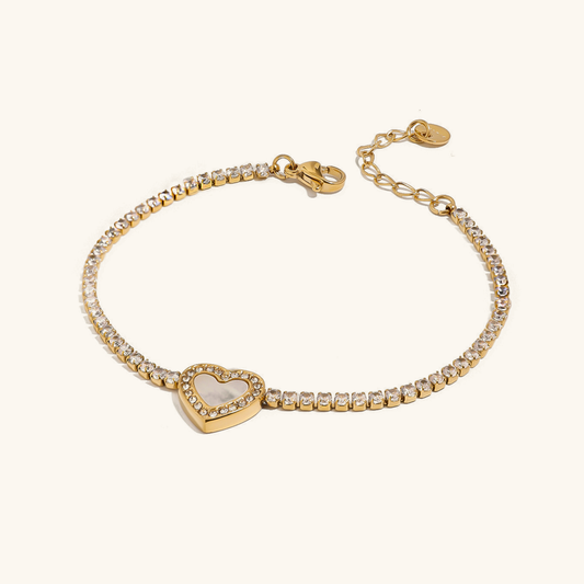 Women's Tennis Bracelet Gold Stainless Steel with Diamond Simulants 0