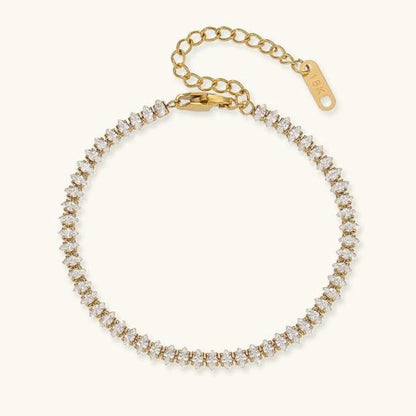 Women's Tennis Bracelet Gold Stainless Steel with Diamond Simulants 2