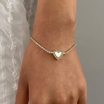 Women's Tennis Bracelet Gold Stainless Steel with Diamond Simulants 4