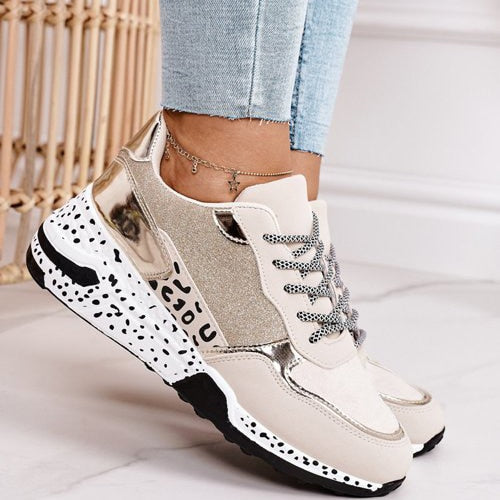 Women's Trendy Fashion Sneakers with Cushioned Sole and Metallic Accents 0