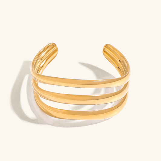 Women's Triple Layer Bangle Gold Stainless Steel 0