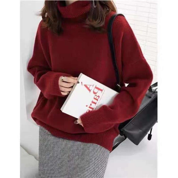 Oversized Womens Turtleneck Sweater - Soft Wool with Ribbed Details 5