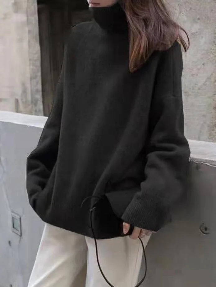 Women’s Relaxed Fit Turtleneck Sweater - Wool Blend with Ribbed Cuffs 6