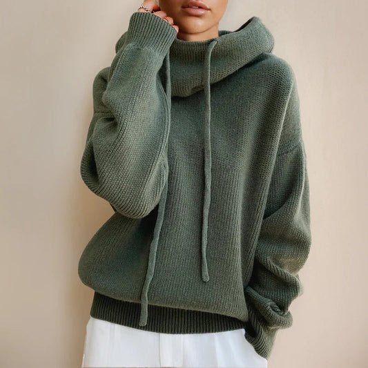 Womens Oversized Turtleneck Sweater - Cozy Wool Blend with Dropped Shoulders 1