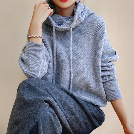 Womens Oversized Turtleneck Sweater - Cozy Wool Blend with Dropped Shoulders 2