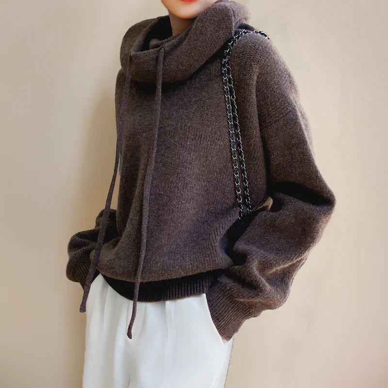 Womens Oversized Turtleneck Sweater - Cozy Wool Blend with Dropped Shoulders 3