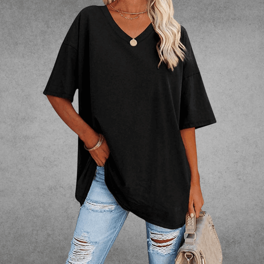 Women's V-Neck Short Sleeve T-Shirt – Soft Cotton Blend for Everyday Comfort 0