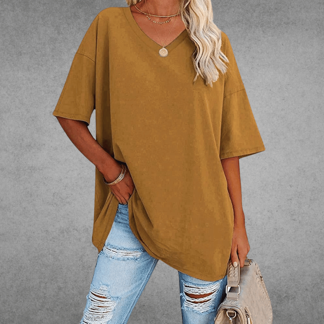 Women's V-Neck Short Sleeve T-Shirt – Soft Cotton Blend for Everyday Comfort 3