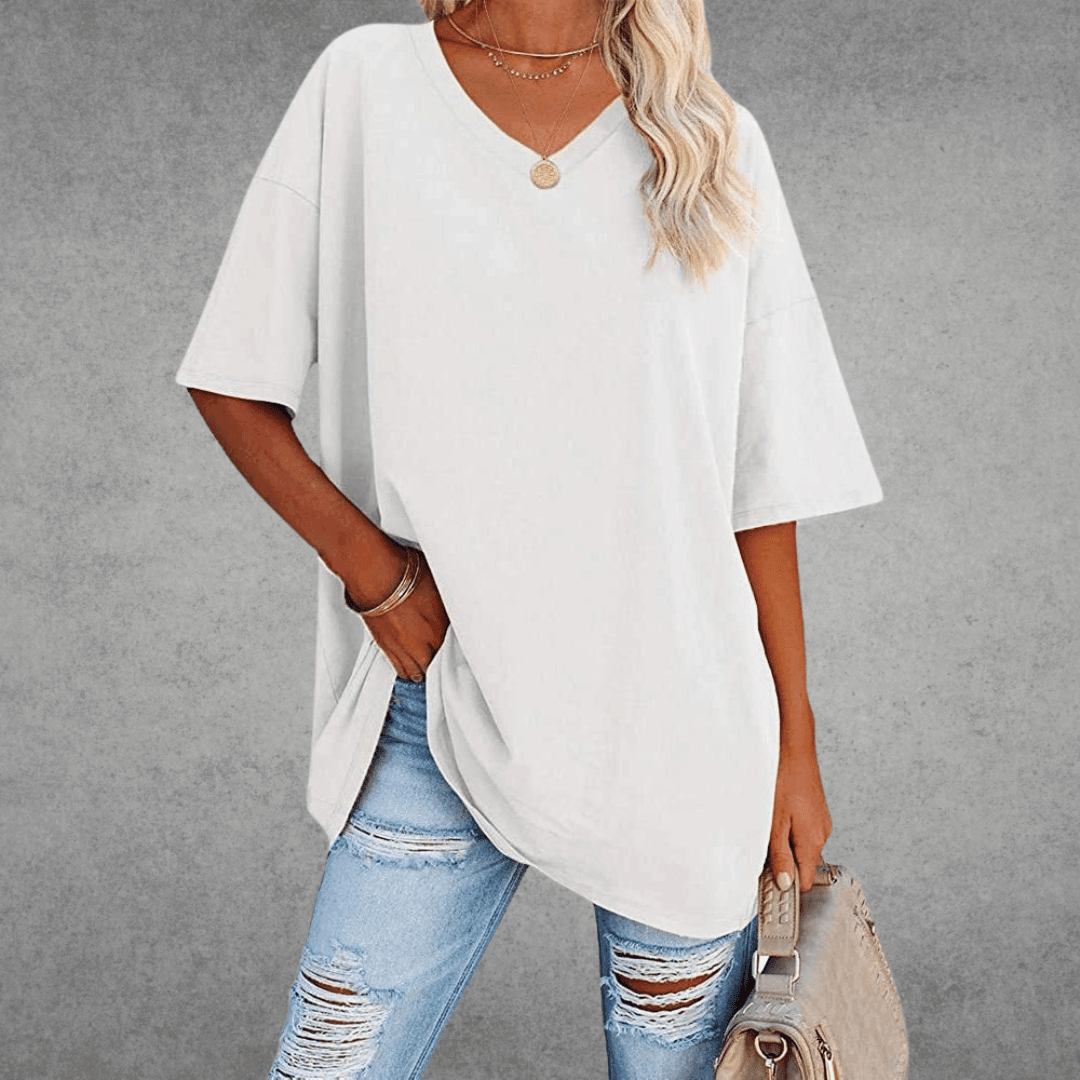 Women's V-Neck Short Sleeve T-Shirt – Soft Cotton Blend for Everyday Comfort 5