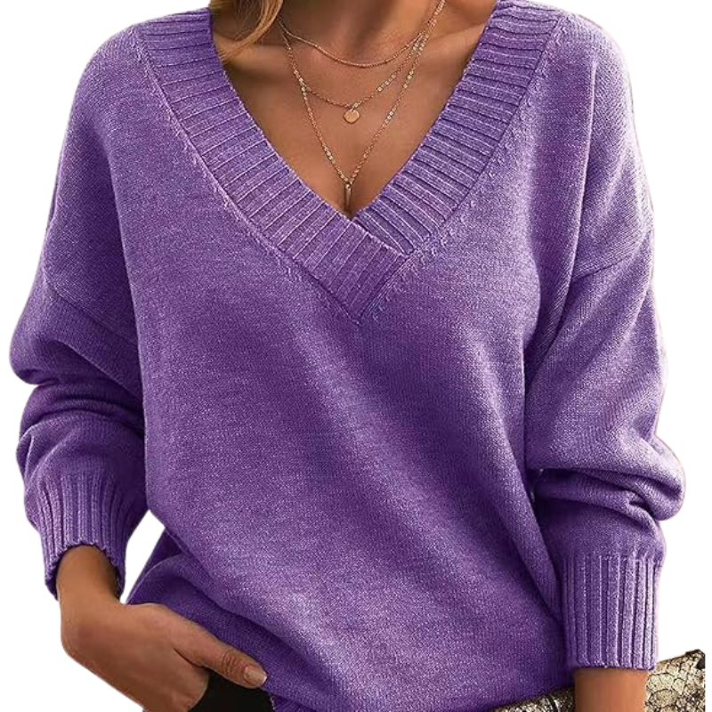 Women's V-Neck Sweater in Soft Knit for Elegant Everyday Wear – Cozy and Versatile 3