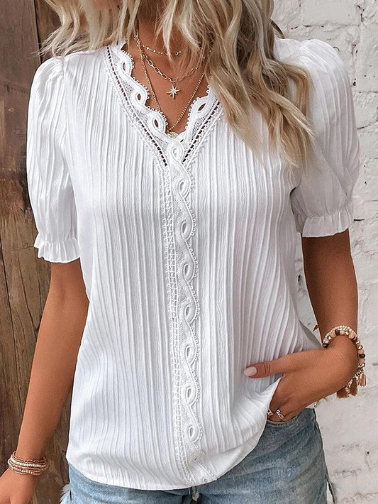 Women's V-Neck T-Shirt in Soft Cotton Blend – Lightweight Casual Top for Everyday Wear 0
