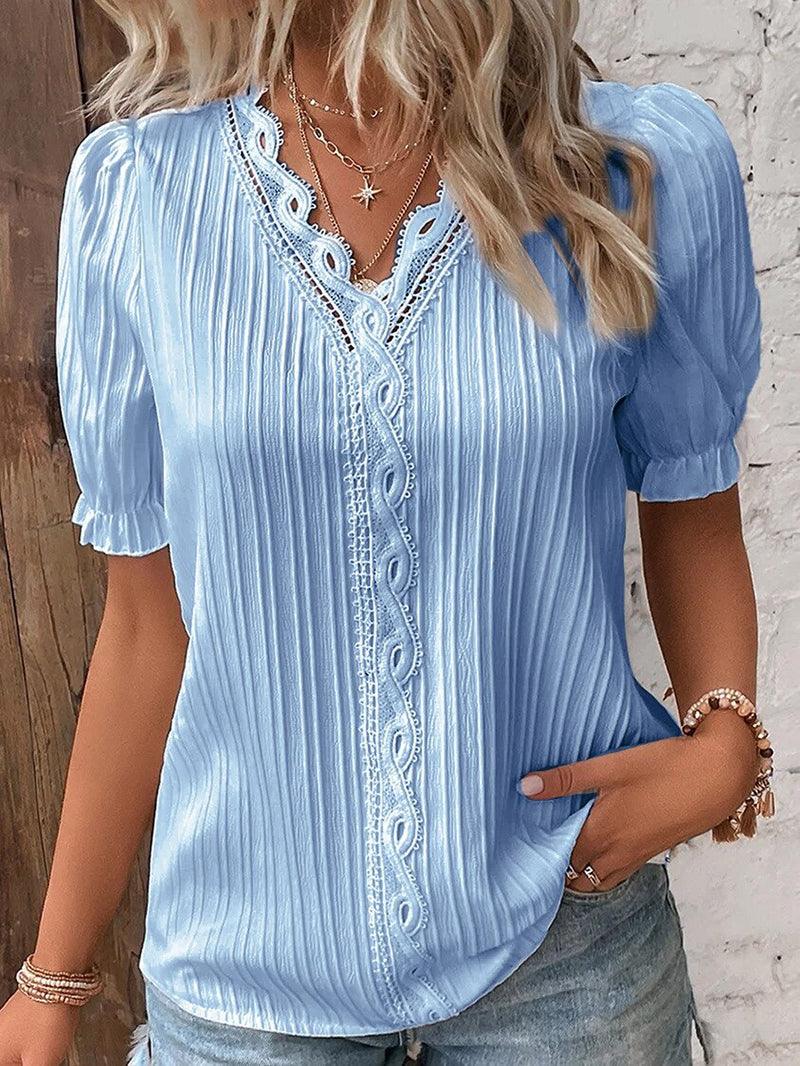 Women's V-Neck T-Shirt in Soft Cotton Blend – Lightweight Casual Top for Everyday Wear 4