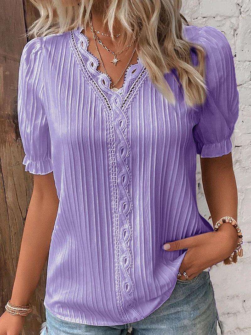 Women's V-Neck T-Shirt in Soft Cotton Blend – Lightweight Casual Top for Everyday Wear 5