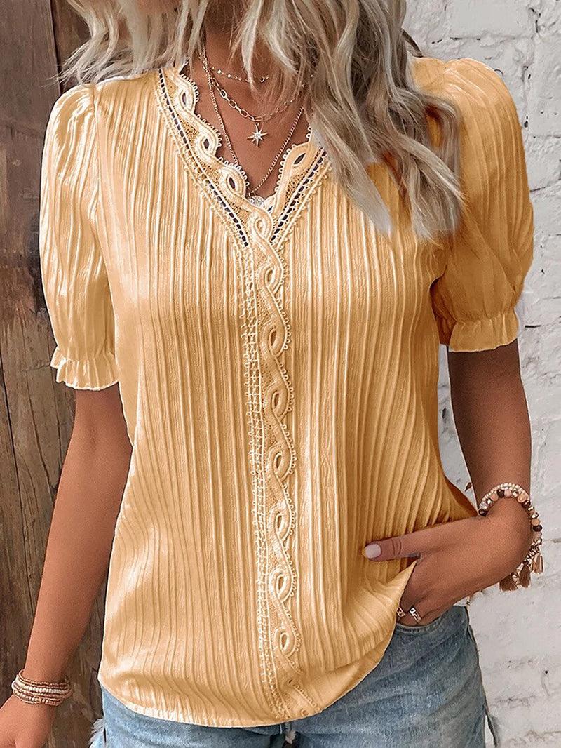 Women's V-Neck T-Shirt in Soft Cotton Blend – Lightweight Casual Top for Everyday Wear 6