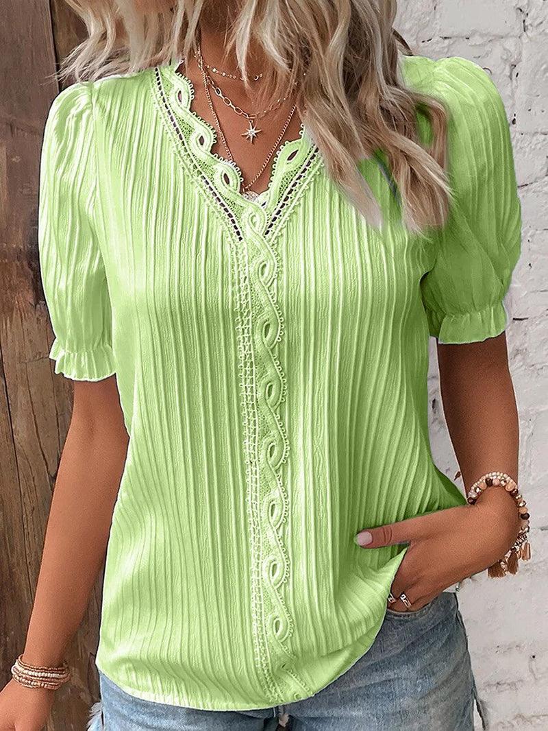 Women's V-Neck T-Shirt in Soft Cotton Blend – Lightweight Casual Top for Everyday Wear 7