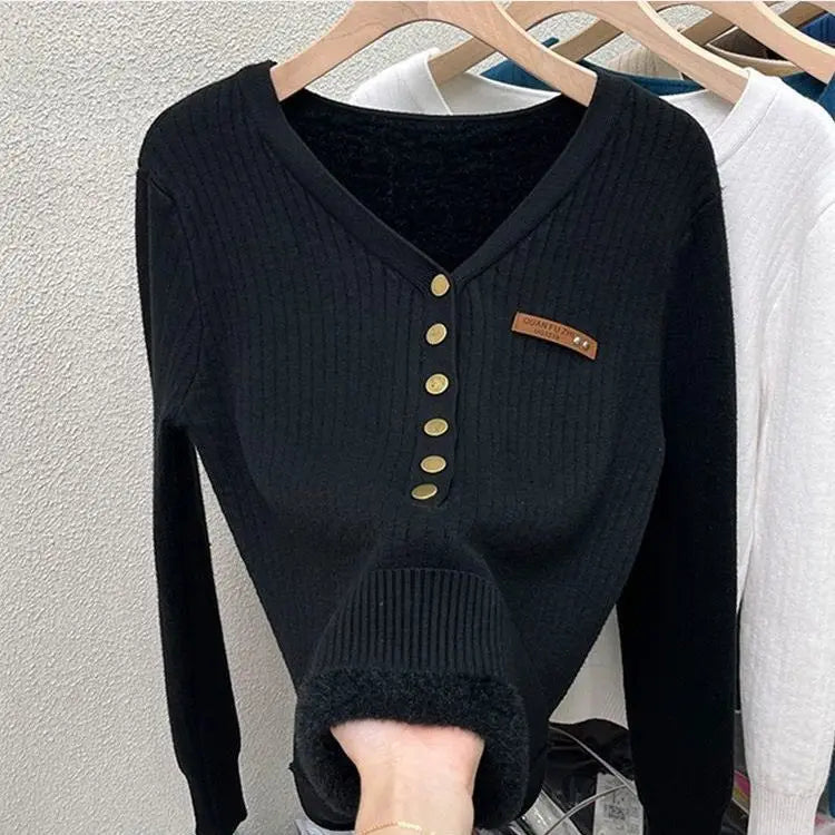 Womens V-Neck Sweater with Button Details for Cozy Style 6